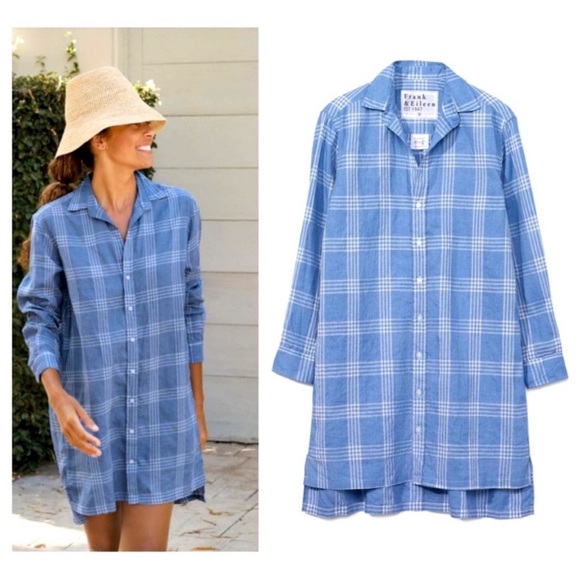 Frank & Eileen Dresses & Skirts - NWOT Frank & Eileen Hunter Italian Weave Linen Blend Classic Plaid Shirt Dress M